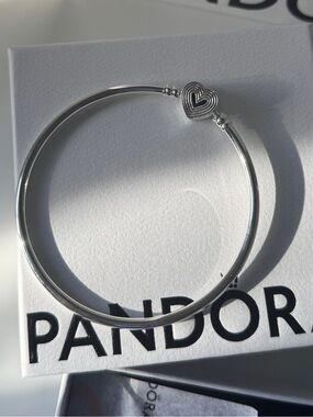 Pandora Silver Heart Clasp Charm Bracelet 7.5” 925 w/ Box NWT